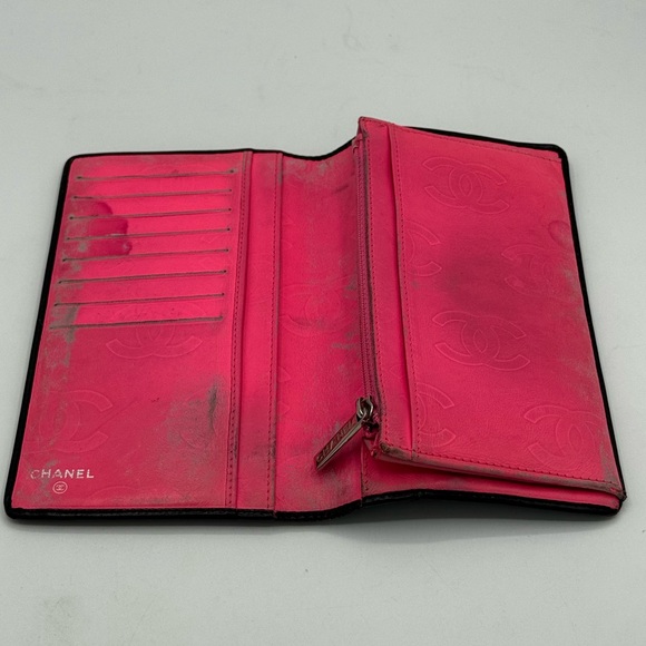 Chanel Cambon Ligne Long Wallet Black Lambskin Pink Series 10 w/ Holo, Auth Card - Picture 8 of 16